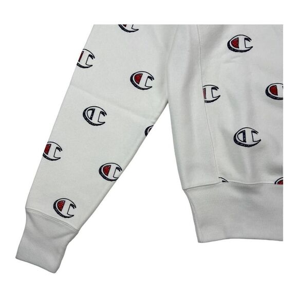 New Champion Men US XS White Sweatshirt Long Sleeve Crew Neck Logo Pullover  - Picture 3 of 8
